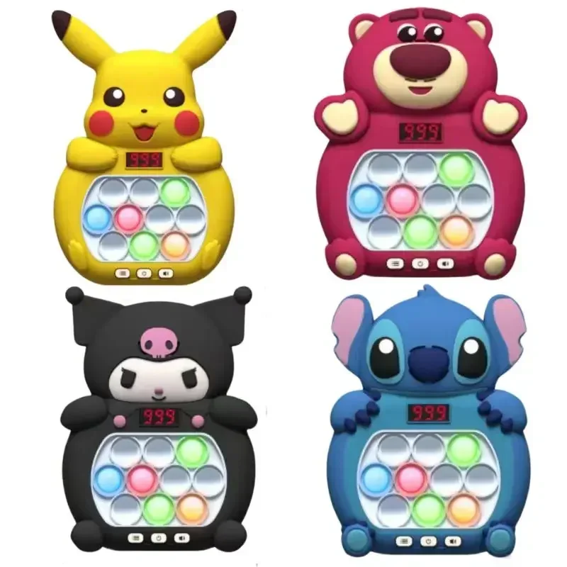 Pikachu Pop up Quick Push Bubbles Console di gioco giocattoli antistress Stitch Fun Whac-A-Mole manico per spremitura giocattolo Pop it regali per