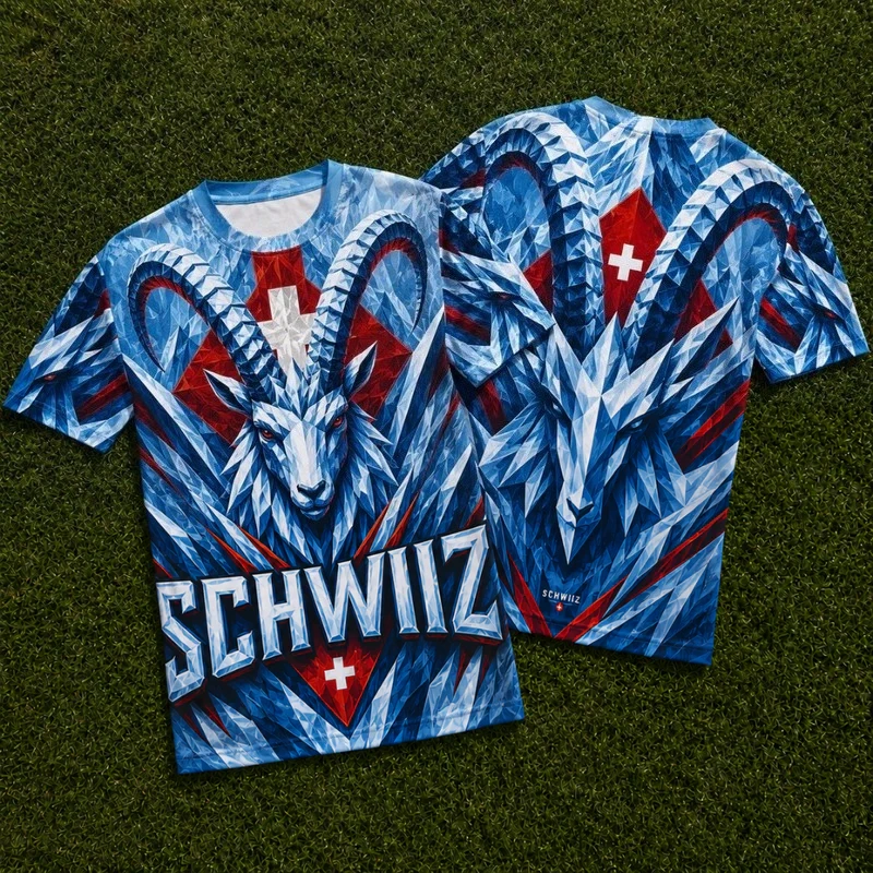 2026 Summer New Style Swiss Men's Football Training T-Shirt 3D Printable Breathable Quick-Drying Shirt Family Couple Style Kids