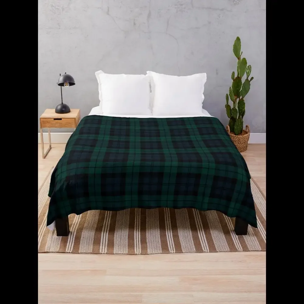 Black Watch Tartan Plaid Throw Blanket Soft Cozy Wool Blend for Sofa Bed Living Room Decor Warmth Style Home Textiles