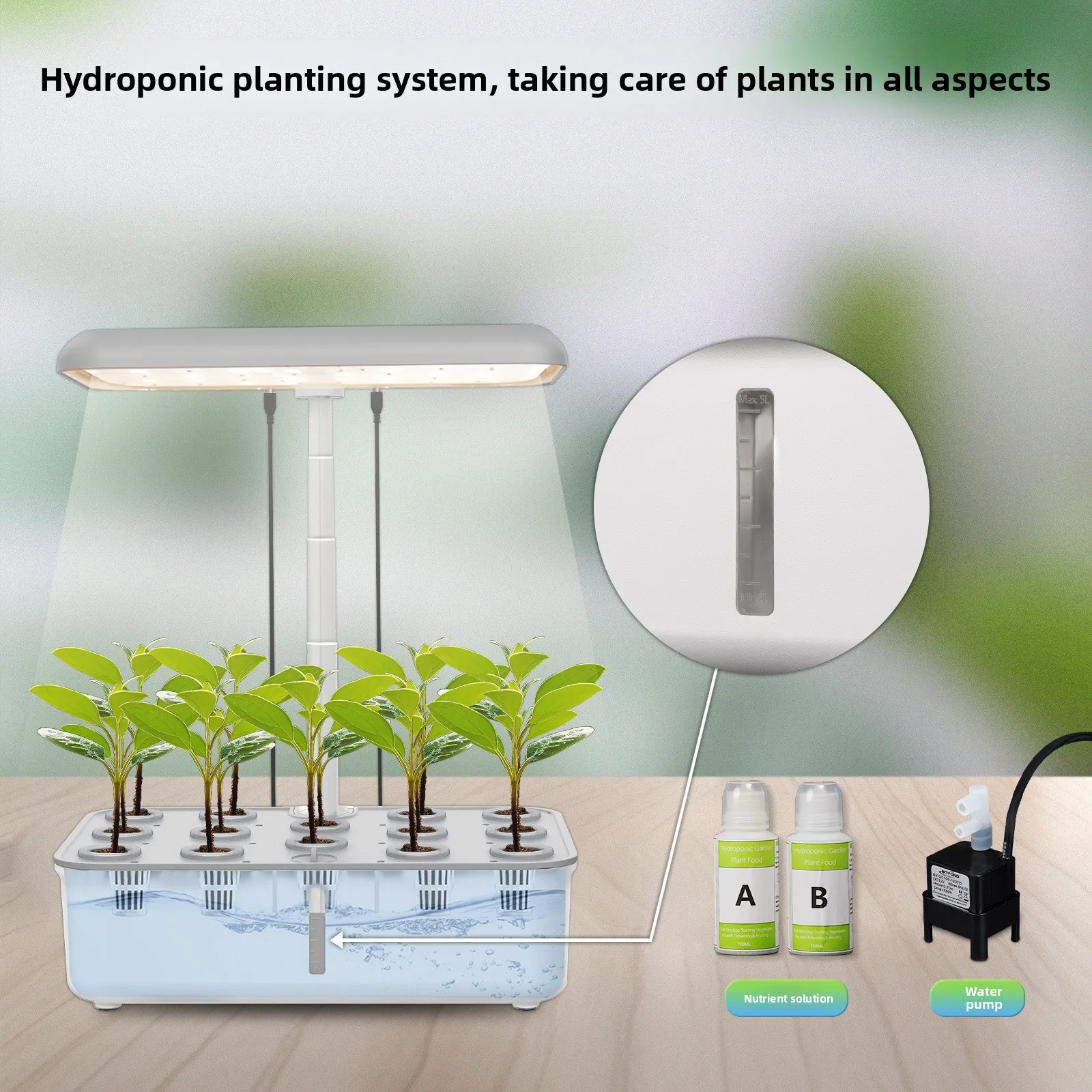 Graffiti Smart Home WiFi Plant Growth Machine Garden Hydroponics App Remote Timing LED Fill Light Hydroponics Planting view 4