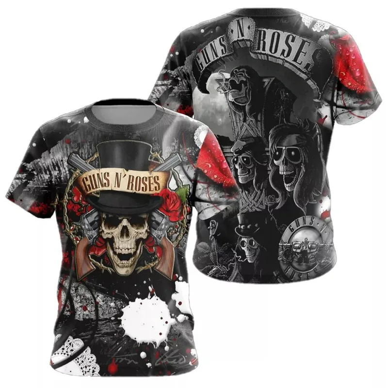 Guns N 'Roses Rock Band Skull MerchGNR 3D Printed Men's and Women's Trendy Fashion Personalized Street T-shirt