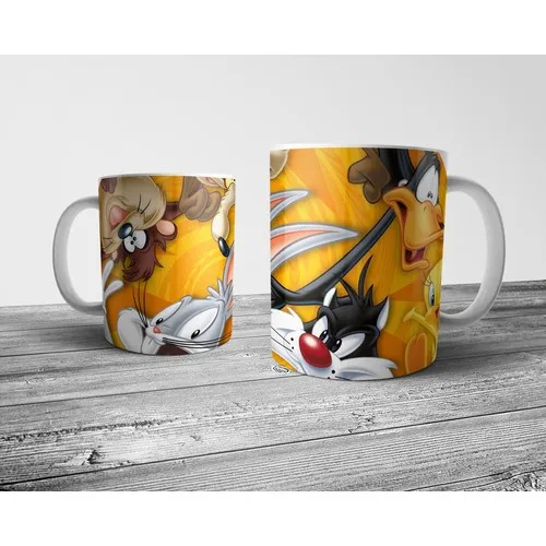 Pixxa Bugs Bunny and Looney Tunes Mug Cup. Gift, Home, Office, Tea and Coffee Glass Beverage Cup, Glassware.