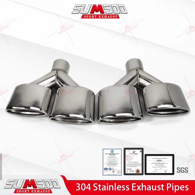 

SUMSOO 1PC Car Accessories 304 Stainless Steel Dual Exhaust Tip System Muffler Pipe H TYPE Nozzle For Auto Modified Cars Parts