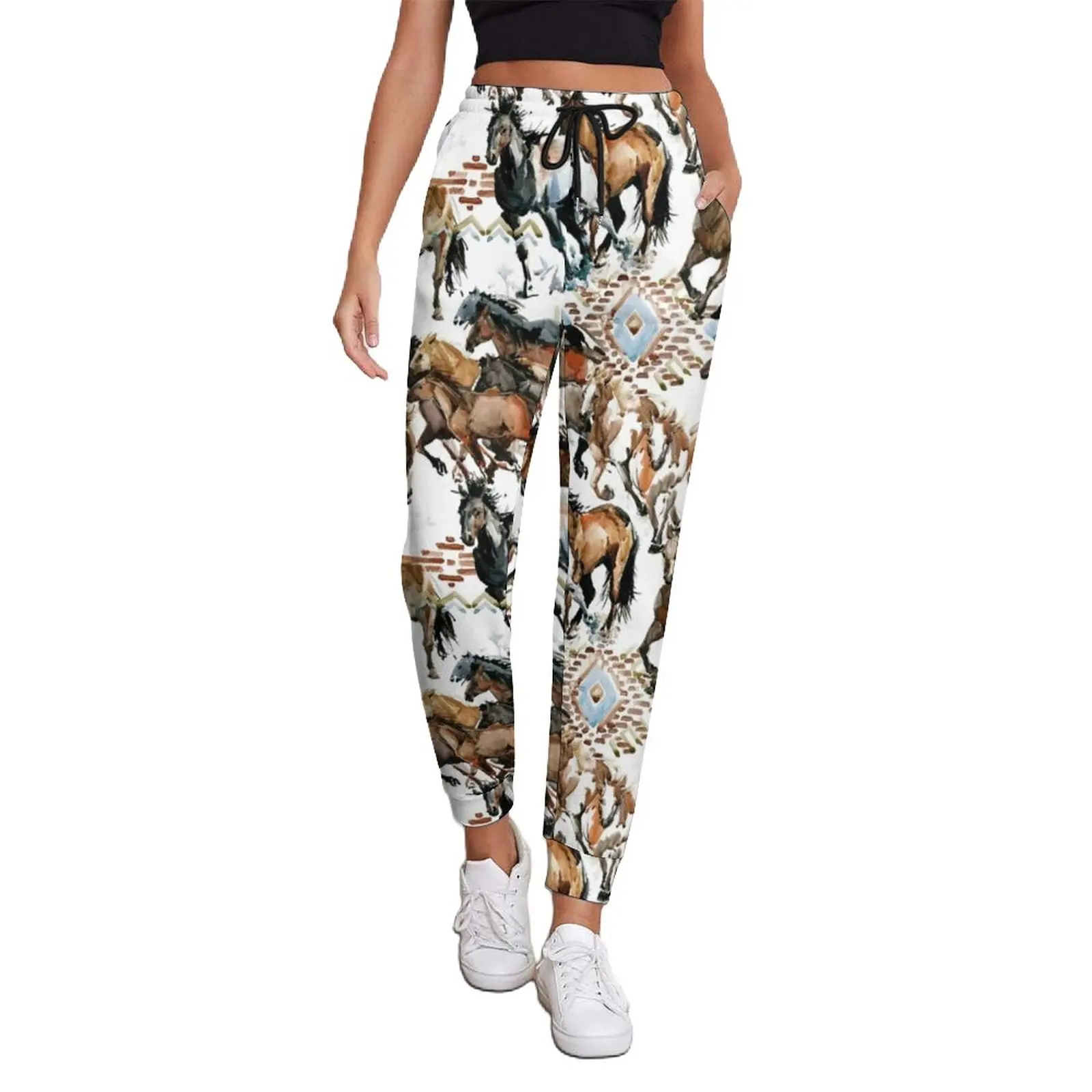 Horse Pattern Decoration Pants Woman Horseback Riding Cool Aesthetic Sweatpants Spring Trendy Graphic Oversize Trousers Gift