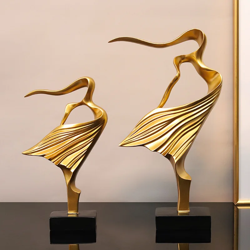 Home Decor Artemis People Resin Statues Sculptures Buddha Flash Woman Dancing Golden Resin Body Streamlined design style