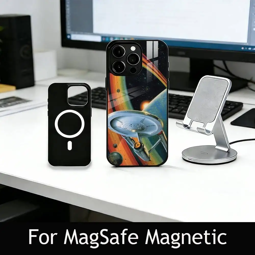 S-Trek Space Theme Phone Case For iPhone17,16,15,14,13,12,11 Plus,Pro Magnetic with Magsafe Wireless Charging