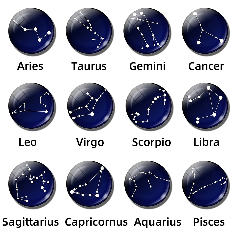 12 zodiac signs Earrings Constellation Star Orbit Luminous Glass Dome Eardrop Neutral Sparkling Single Rhinestone Stud Earrings