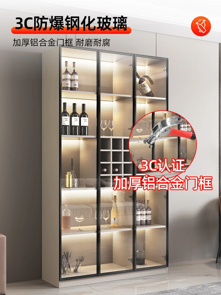 Wine cabinet modern simple living room wall glass door locker light luxury wine rack locker custom home display cabinet