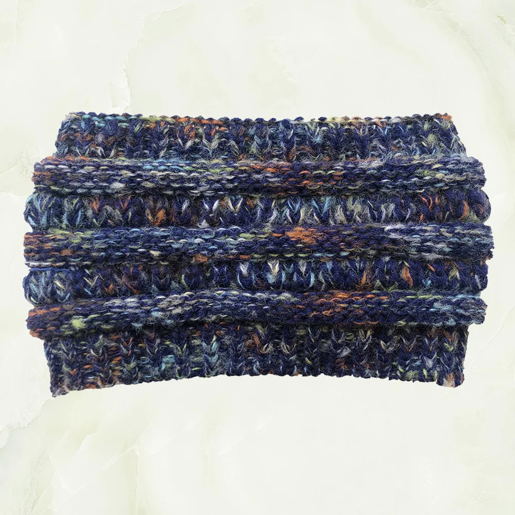 

Woolen Yarn Beanie Navy Colorful Spot Knitted Ponytail Hat Thickened Outdoor Camping Warm Fashion Headband Woolen Yarn Headband