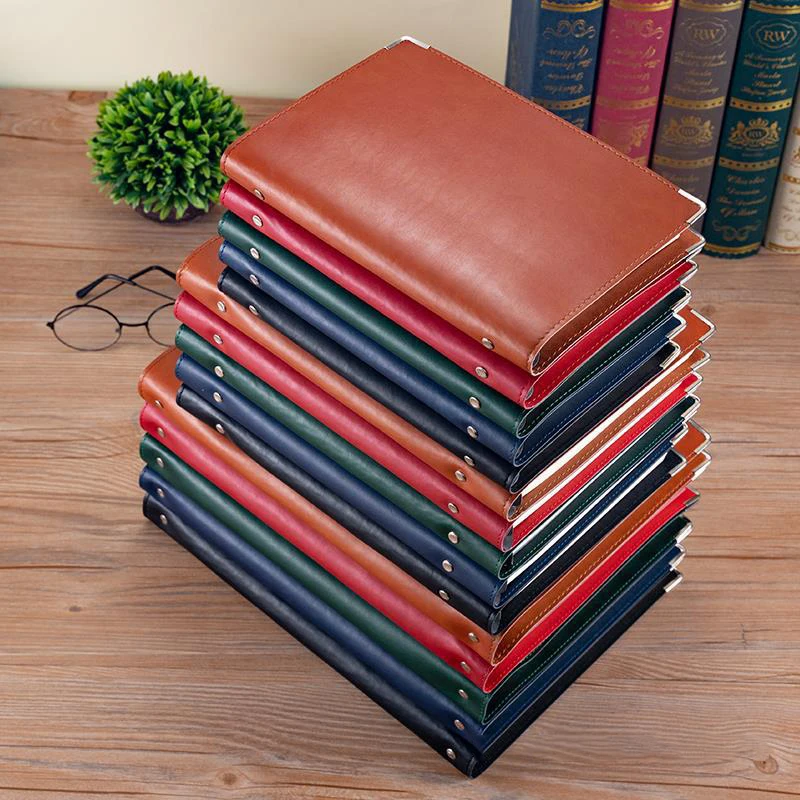 B5 Loose-leaf Leather Cover with 9 Hole Ring Binder Personalized Notebook Free Name Engraving Journal Book Cover Stationery Gift