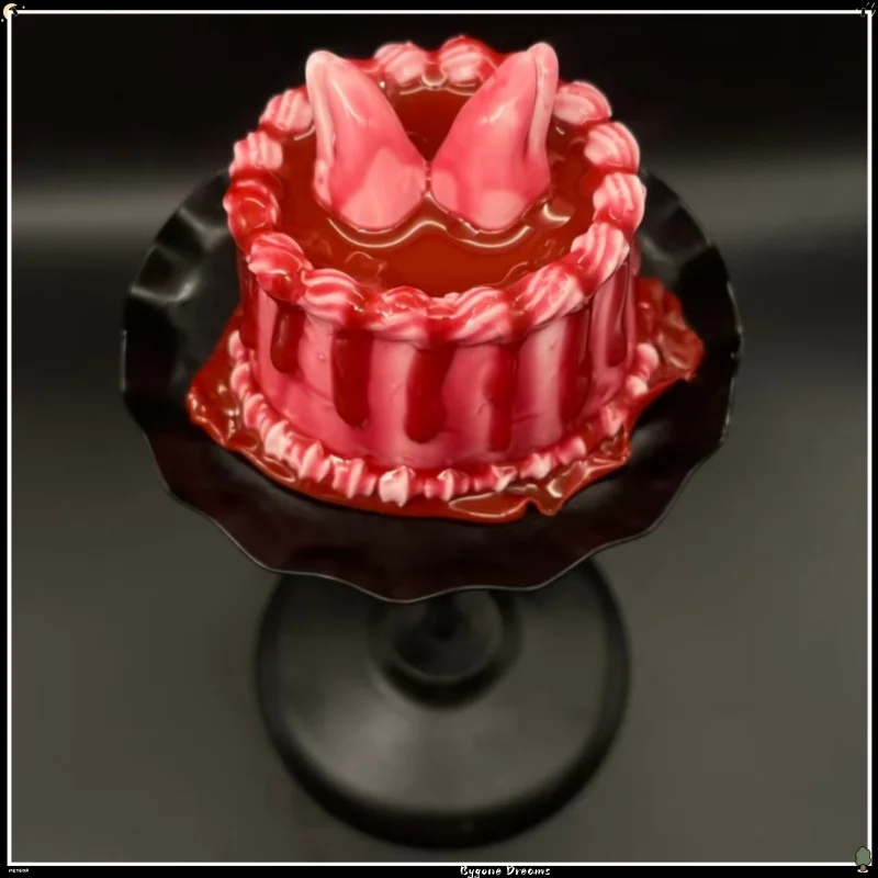 Handmade Horror Teeth Cake Squishy Toy Blood Red Glaze Gradient Slow Rising Squeeze Toy Weird Creepy Aesthetic Stress Relief