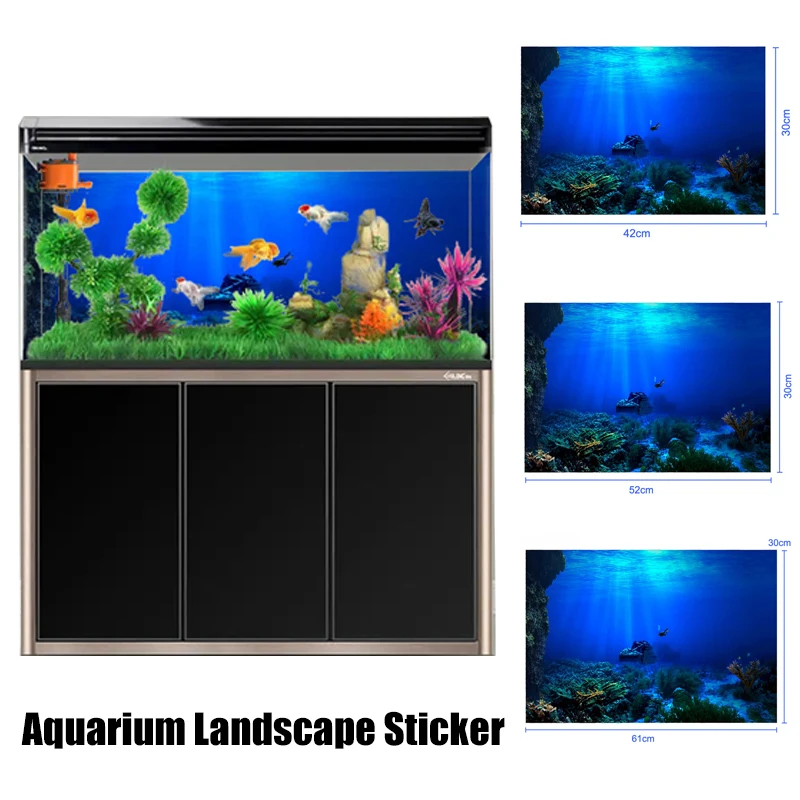 3D Effect Underwater Sunlight Rays Cave Aquarium Background Sticker Selfadhesive Fish Tank Backdrop Decorations