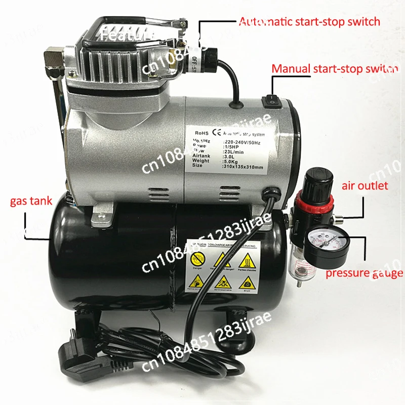 TC20T Small Air Compressor Silent Furniture Leather Repair Manicure Model Coloring Airbrush Air Pump