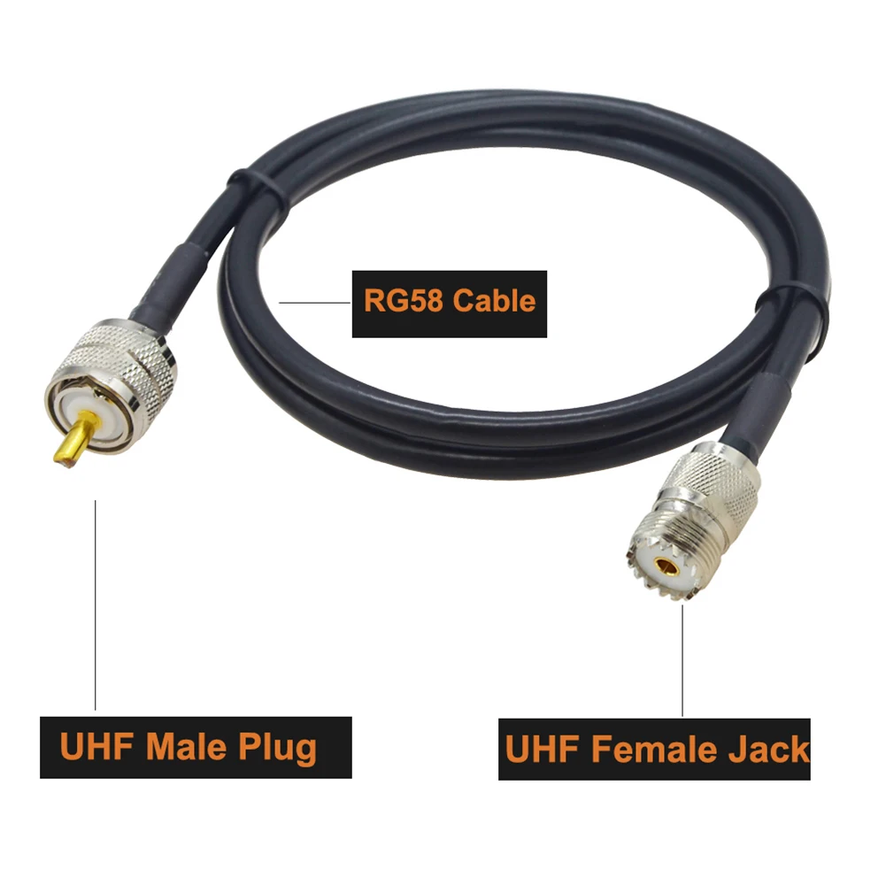 UHF Male to UHF Female RF Coaxial Cable PL259 to SO239 RG58 Cable for Wireless Communication and Antennas 30cm Length
