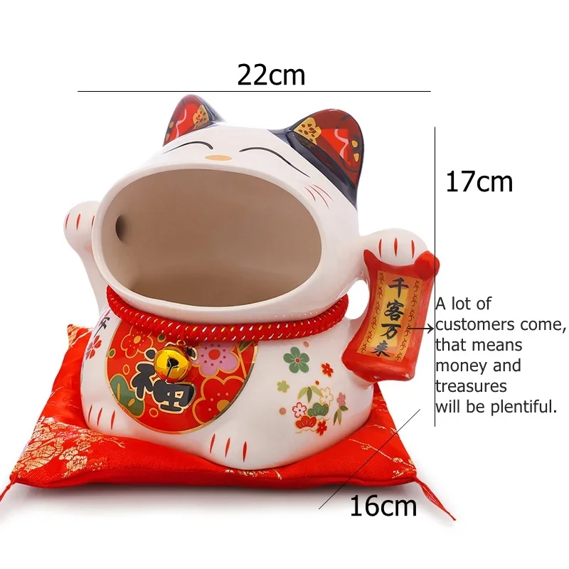 8 inch Ceramic Maneki Neko Candy Box Lucky Cat Money Box Piggy Bank Fortune Cat Storage Snack Jar