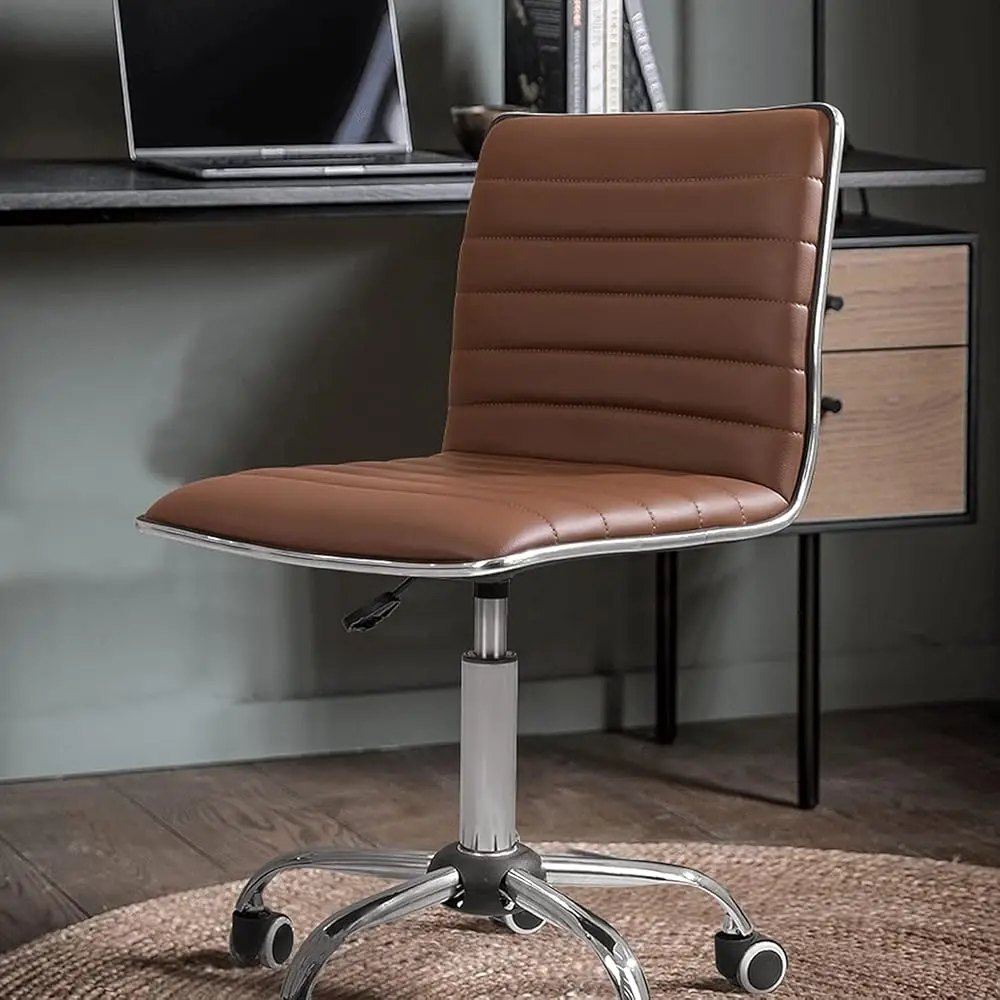 Office Chair Mid Ba Task Chair Adjustable Home Computer Executive Desk Chair With 360° Swivel (Brown)