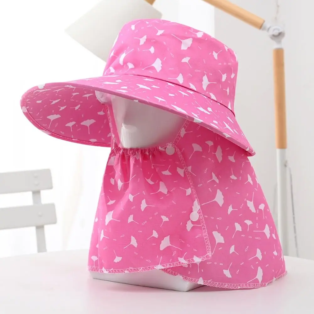 

Breathable Mesh Tea Picking Hat Face Mask Sun Protection Sunshade Shawl Cap Printing UV Protection Wide Brim Sun Hat Fishing