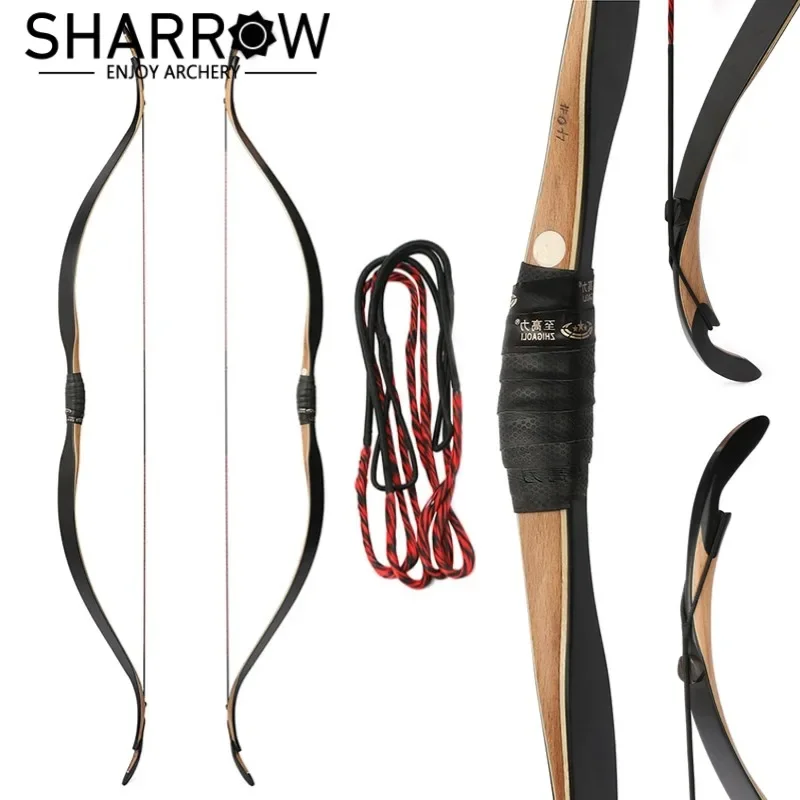 Archery Recurve Bow 20-45lbs Laminated Traditional Longbow Bow Powerful Wooden for Arrow Shooting Hunting Practrice Accessories