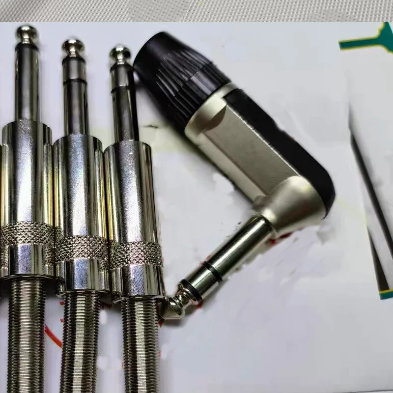 

Right Angle 6.35mm TS Mono Guitar Jack Plug NYS207 Nickel Metal Housing 1/4" Audio Connector for Amplifier Solder Type