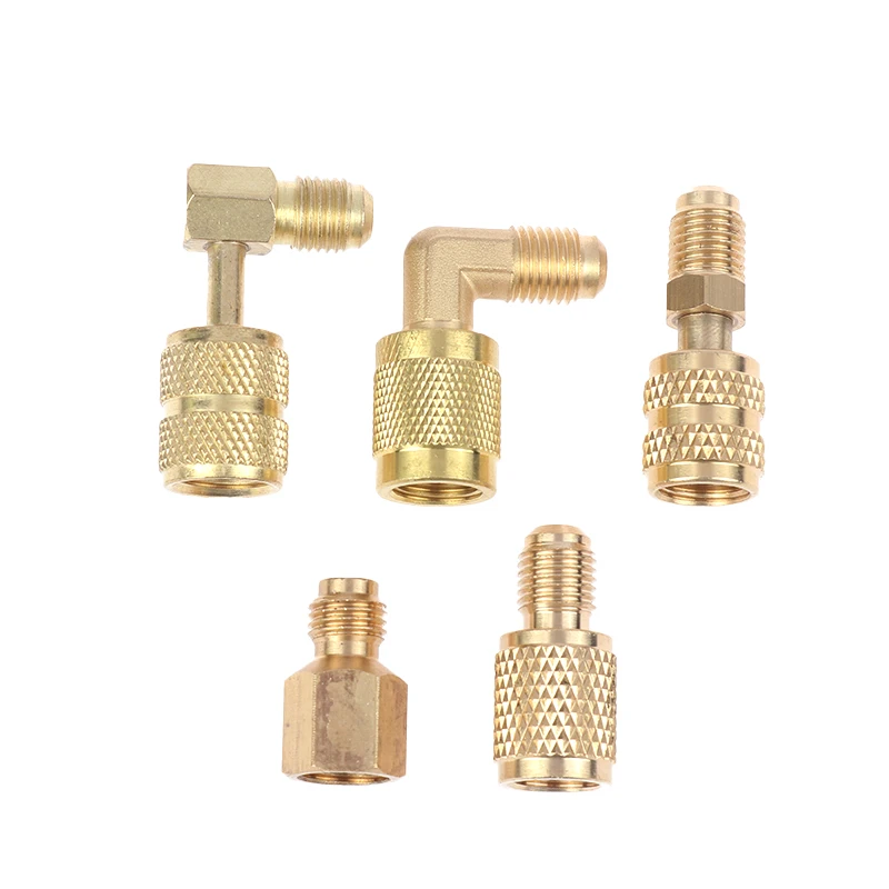 1PC Air Conditioning Adapter Quick Coupling Vacuum Pump Brass Adapter R410a Adapter 5/16 SAE F Quick Couplers To 1/4 SAE