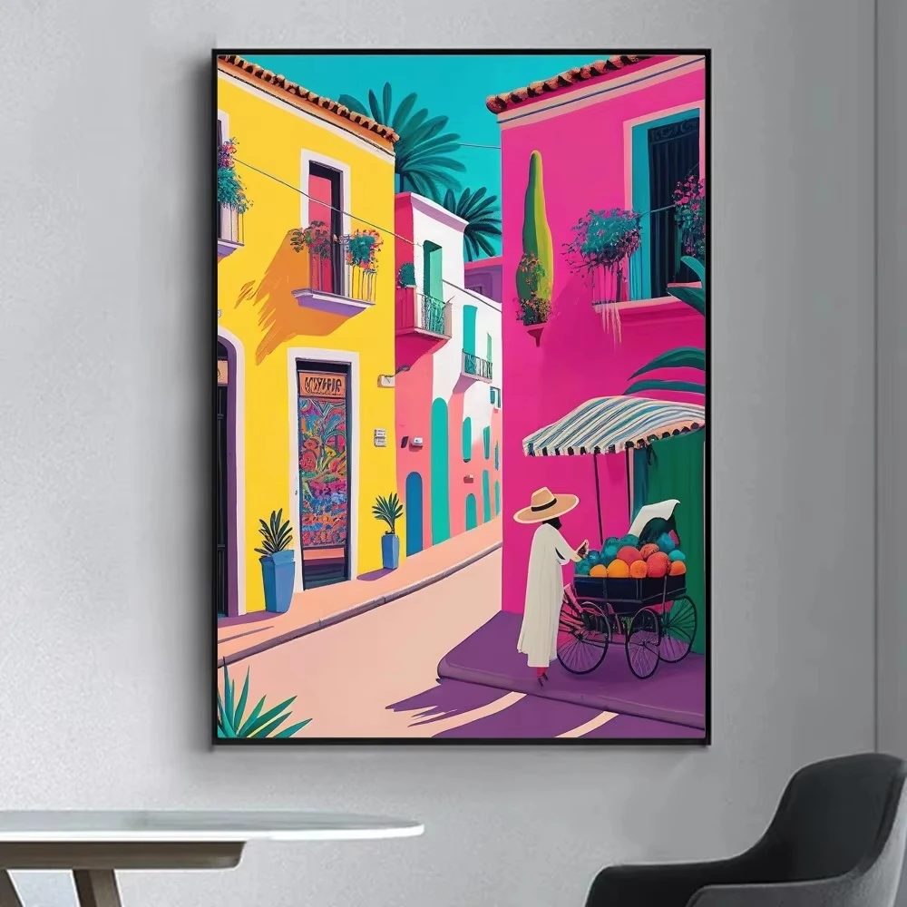 Кактус мексиканский художественный плакат, красивый плакат, Настенная Наклейка для гостиной, бара, винтажная декоративная картина на холсте