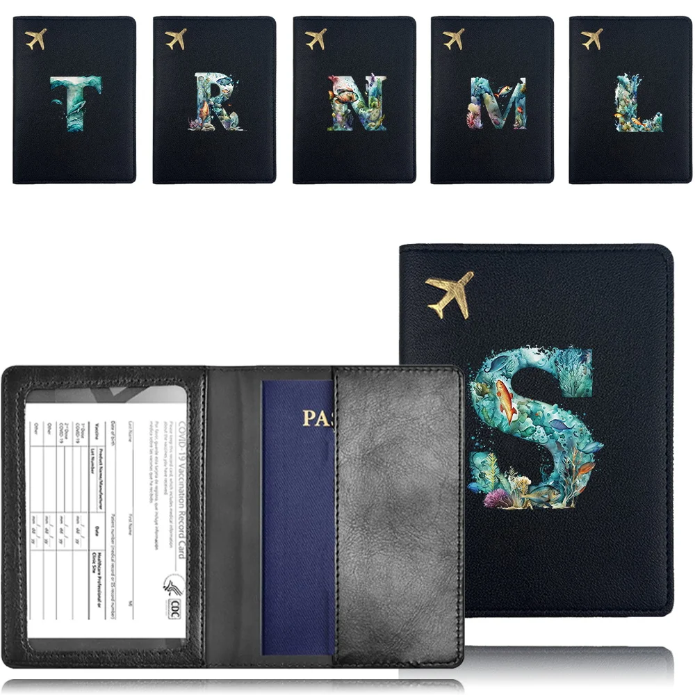 

Pu Portable Passport Case Pocket Business Passport Clip Travel Passport Cover Bank Card Organizer Cover Fish Letter Pattern