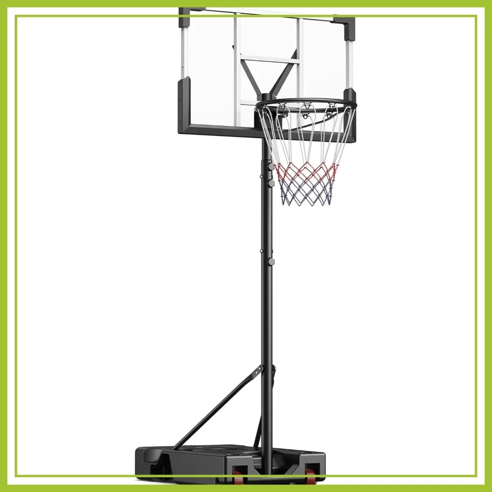 

10FT Adjustable Basketball Hoop, 45" Shatterproof Backboard, Portable with Wheels for Outdoor/Indoor