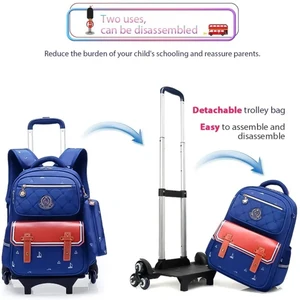 Pink backpack cart with wheels, aluminum alloy tightly for school backpack, 6 -wheeled luggage with edge protection 8 Main Sales Backpack Cart - №8