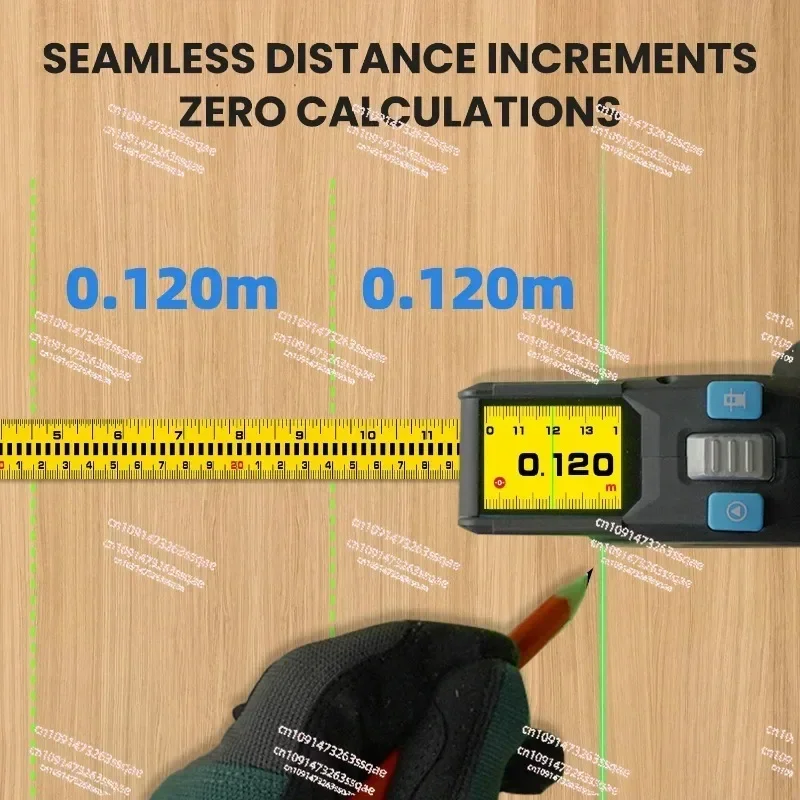 100M  Tape DTX10 Sophisticated  Distance Meter Bluetooth  Tape Measure with Green  Line Marking,for Design