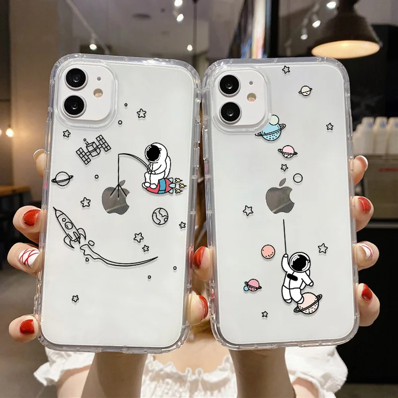 Astronaut Phone Case For iPhone 11 Cases Iphone 15 13 14 Pro Max 12 XR 13 Mini 14promax 13promax 15promax Silicon  Funda Covers