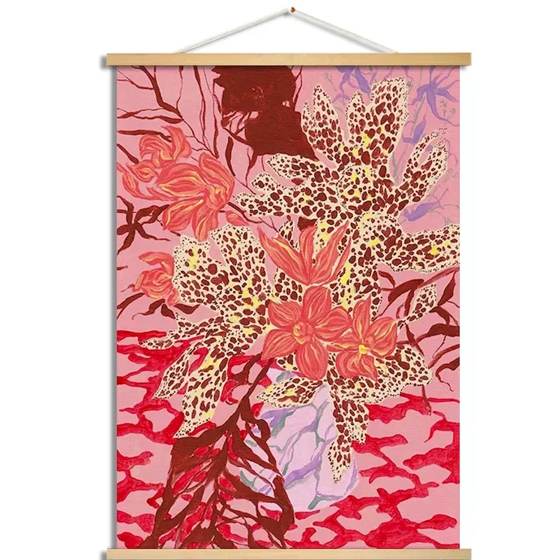 VIKAMA Yellow Red Abstract Flower Vase Tapestry Wall Hanging Aesthetic Living Room Home Decoration Background Cloth