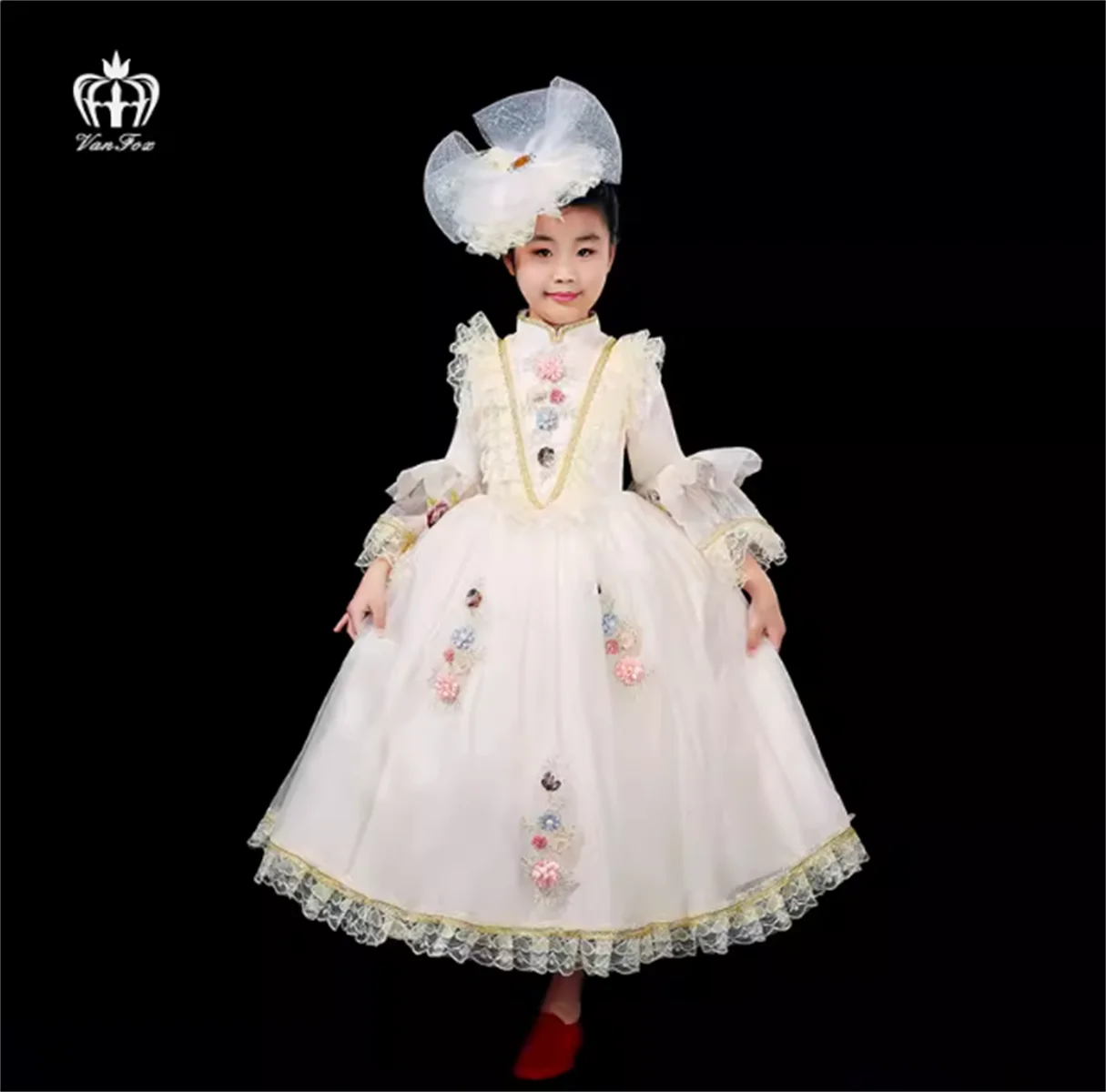 

Fan Fox Performance Dress Children's European Court Dress Princess Dress Stage Parent Child Dress Birthday Party Dress Girls