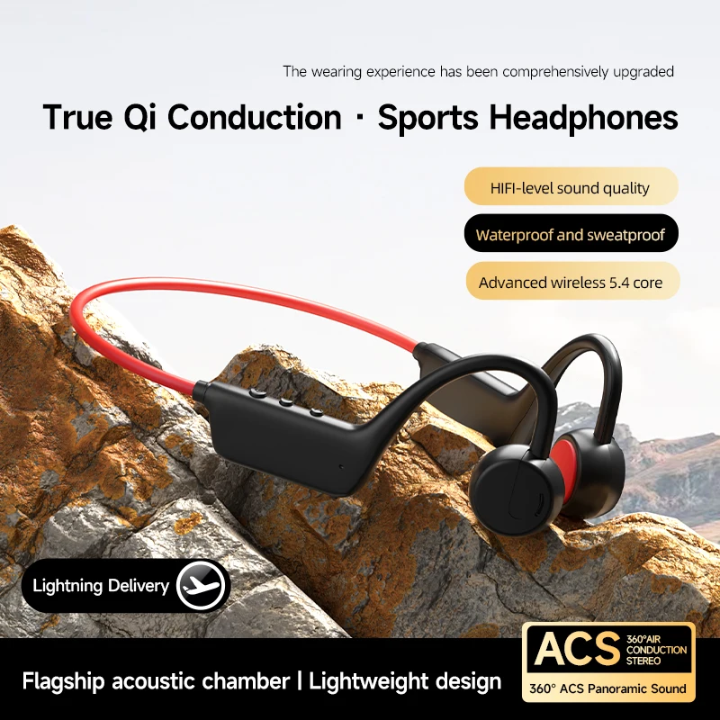 Écouteurs sportifs sans fil X1Pro à conduction aérienne, conception à crochet d'oreille, prend en charge la carte mémoire, casque Bluetooth pour l'extérieur