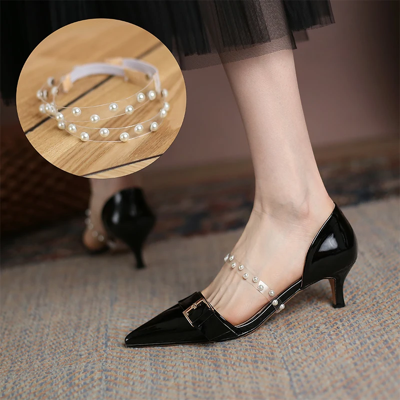 

Versatile Elegant-Women's Pearl Accent High Heels-Pointed Toe Low cut Stiletto Pumps for Wedding, Office, Party & Formal Events