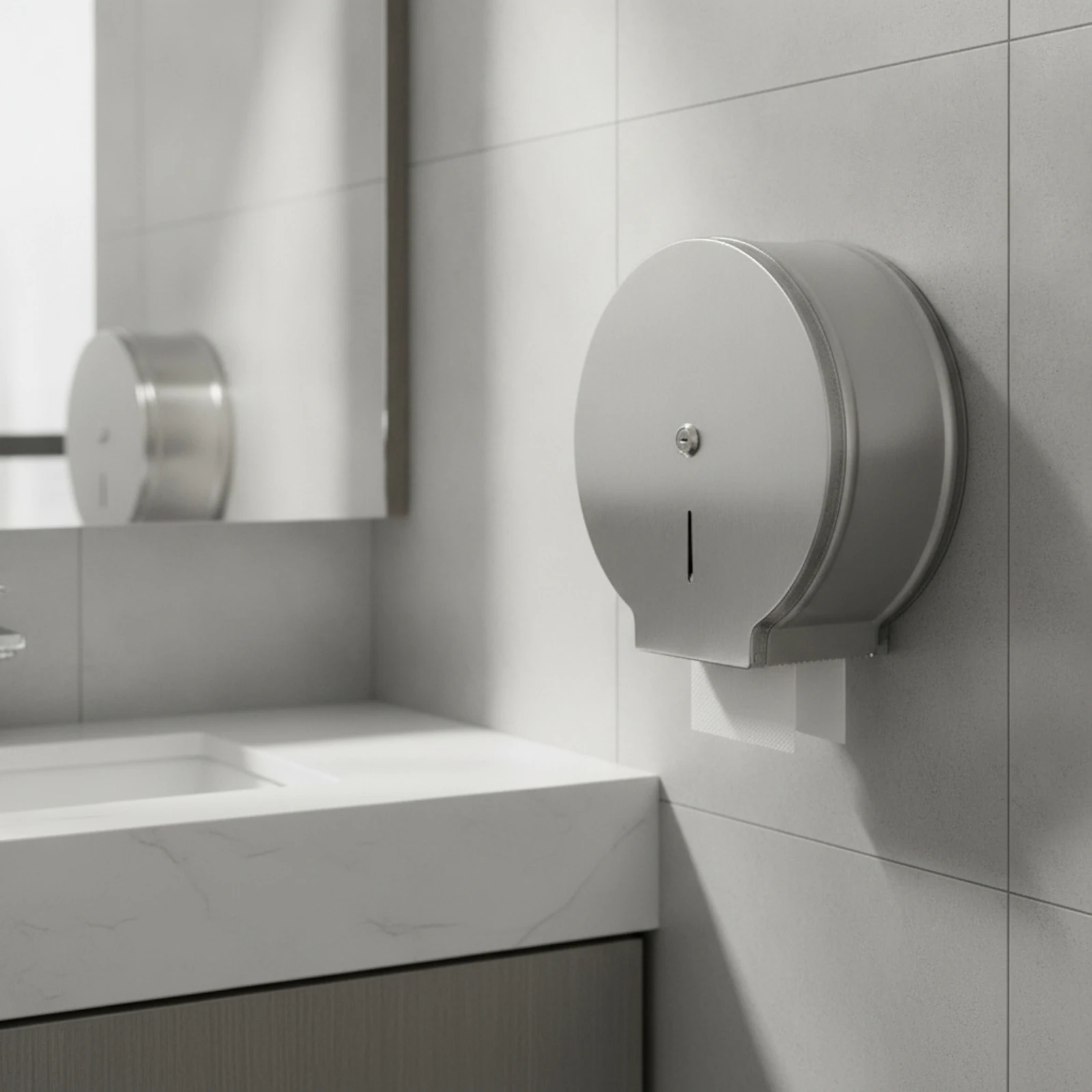 Wall-Mounted Bathroom Tissue Dispenser Round Jumbo Bathroom Tissue Dispenser Tissue Holder Heavy-Duty Anti-Theft