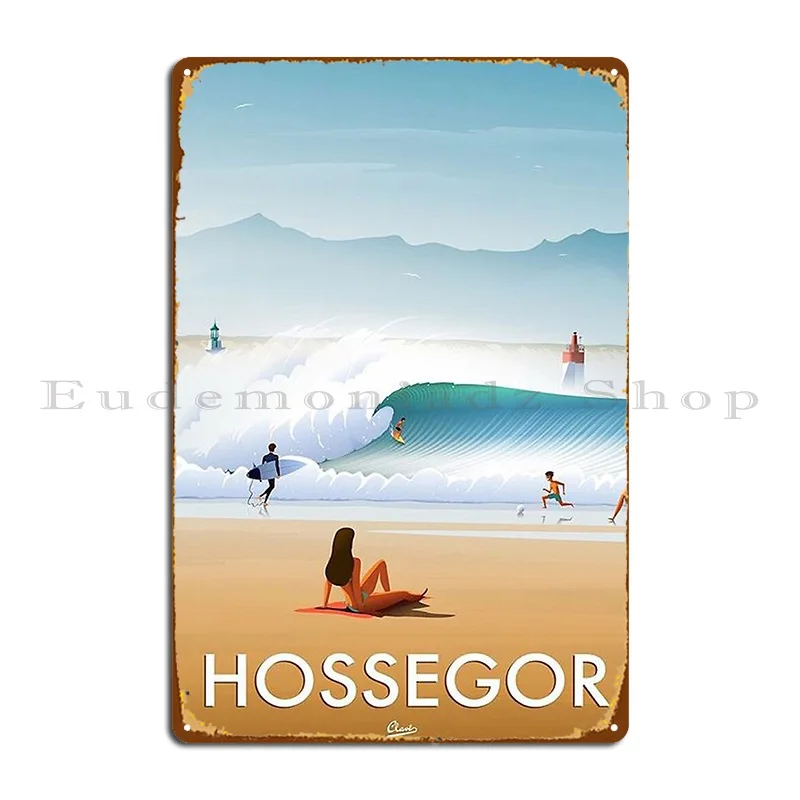 Hossegor Surfing Metal Sign Decoration Customize Club Wall Decor Living Room Tin Sign Poster