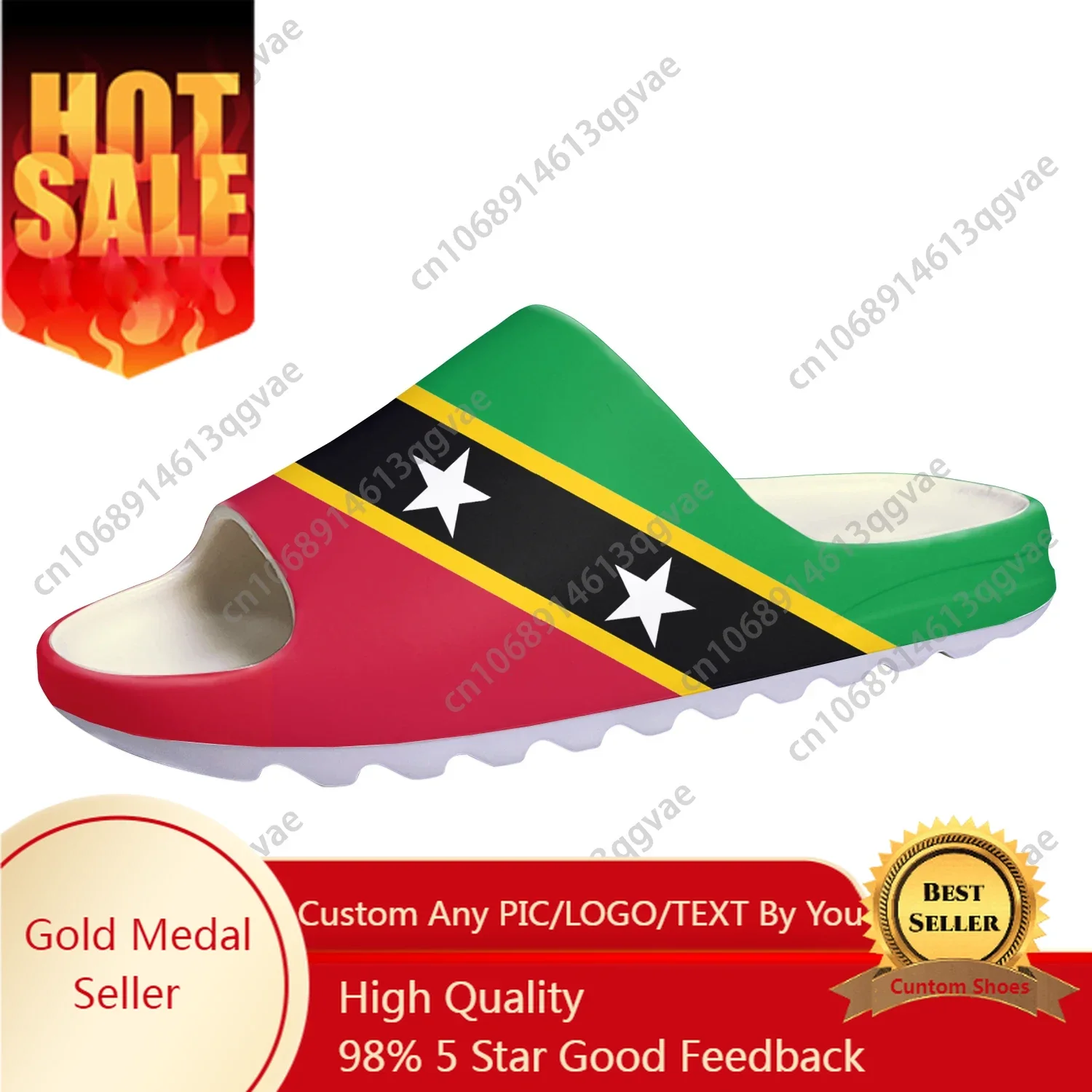 

St Kitts and Nevis Flag Soft Sole Sllipers Home Clogs Step on Water Shoes Mens Womens Teenager Beach Customize on Shit Sandals