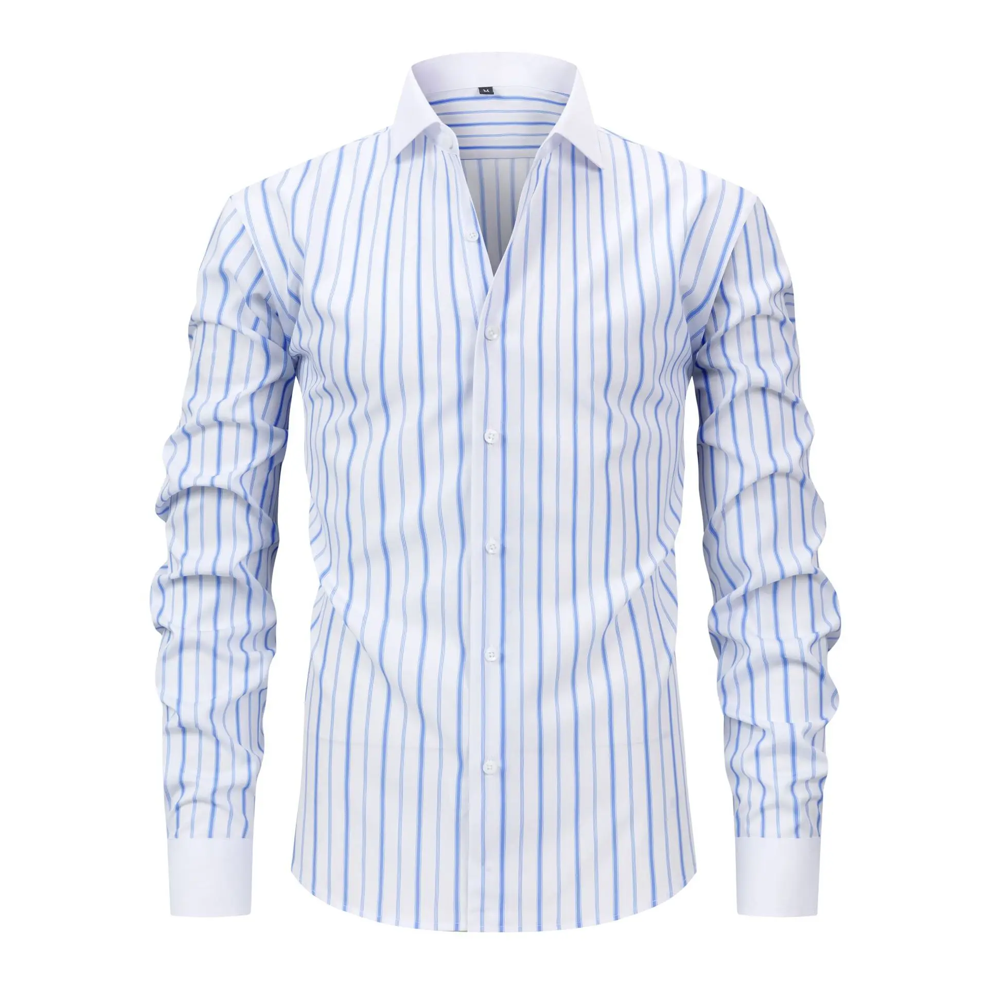 2025 New Men's Shirt White Classic French Cuff Long Sleeve Formal Business Buttons Male Dress Shirts Regular Fit Cufflinks Shirt