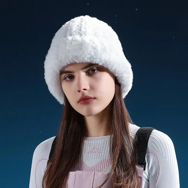 Winter-Skimütze, Winter-Beanie-Mütze, Plüsch-Skimütze, Beanie, windabweisende Strick-Skimütze, Beanie für Damen, warm für Ski für den Winter, warm