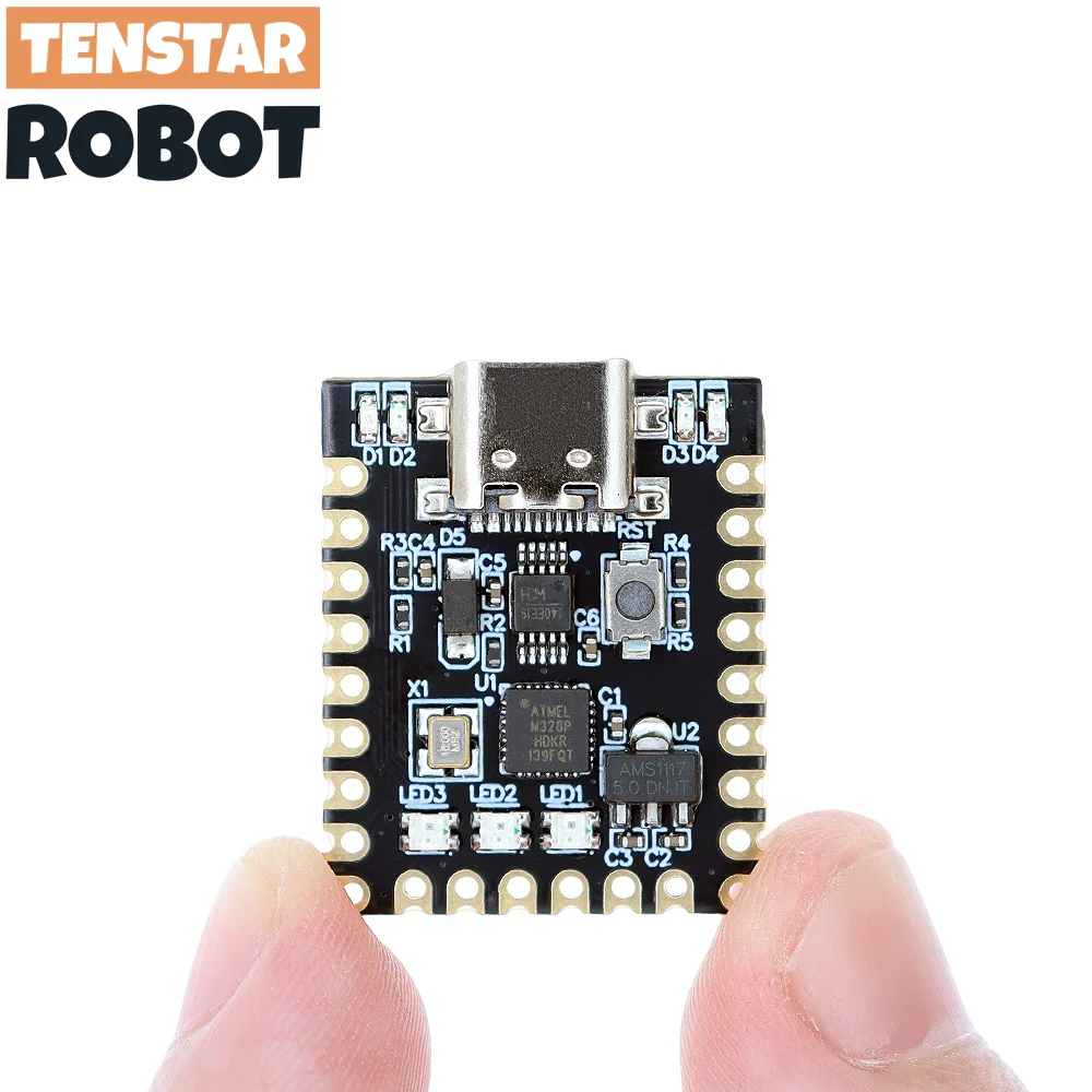 TENSTAR 2pcs Supermini Nano Development Board Type-C USB ATMEGA328P-MMHR Chip Ch340E Serial Port Ultra-Small Size