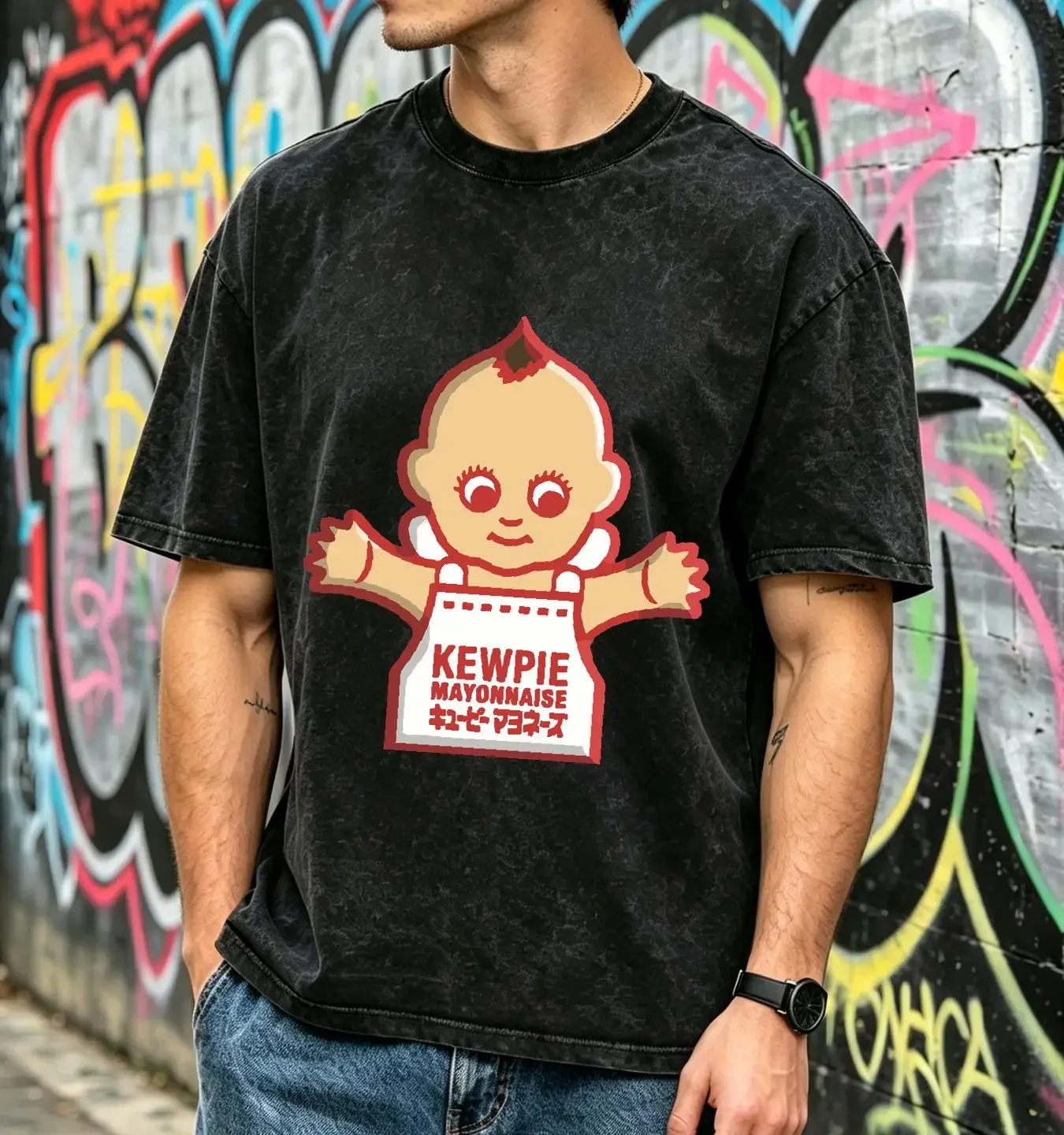 washed T Shirt Kew pie Mayo Kewpie Mayonnaise Doll 100 Cotton long or short sleeves vintage Washed Top For Everyday Wear homme