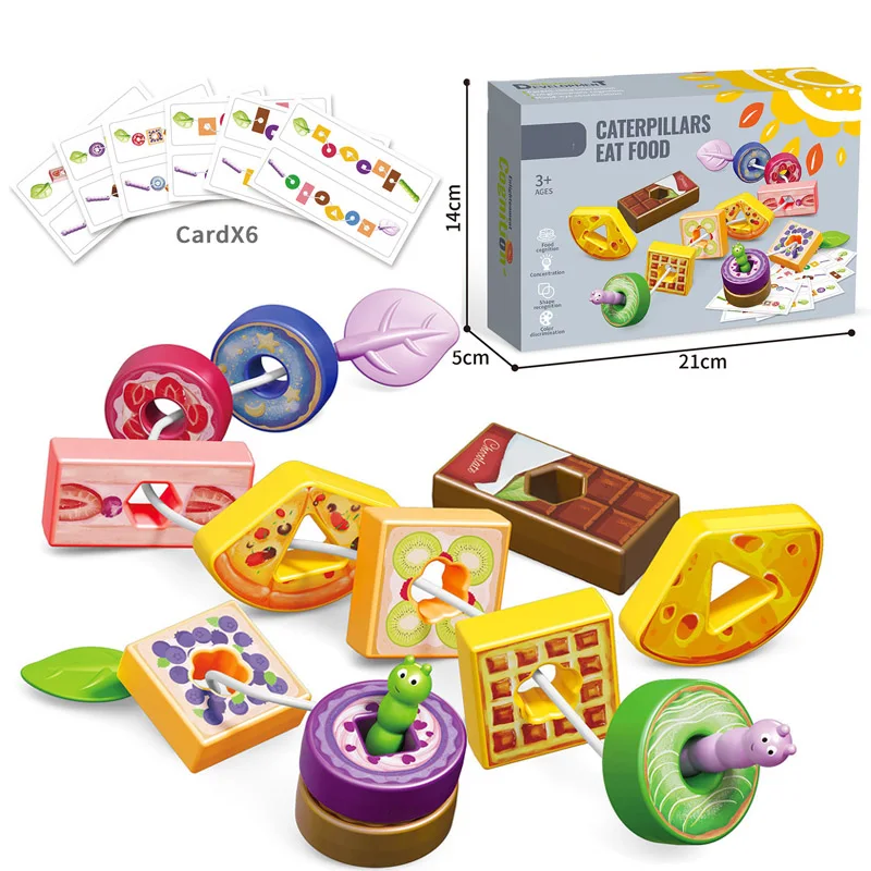 Obstform Montessori Fädelspielzeug Form Farbsortierer Geometrisch Kognitiv Sensorische Matching-Spiele Feinmotorik Geschenke 3+