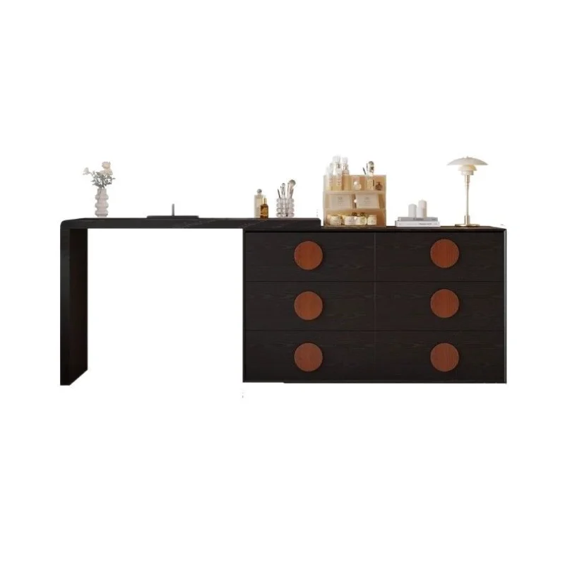 

French retro style solid wood dresser chest cabinet integrated bedroom bedside cabinet six chest cabinet black corner