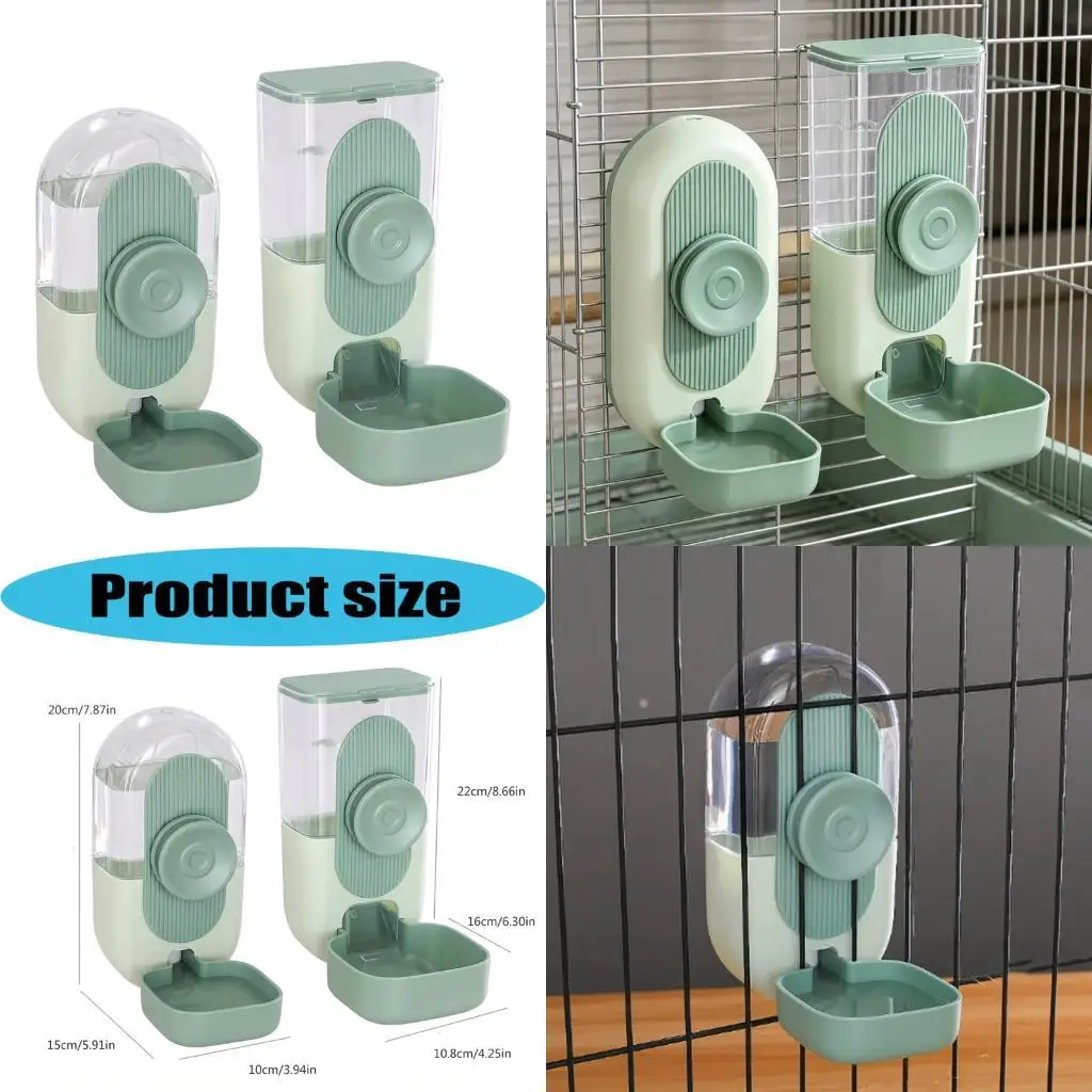 L9BE Small Animal Cage Side Storage and Water Station, 2 Piece Hanging Set with Screw Lock Mount and Clear Upper Canisters for
