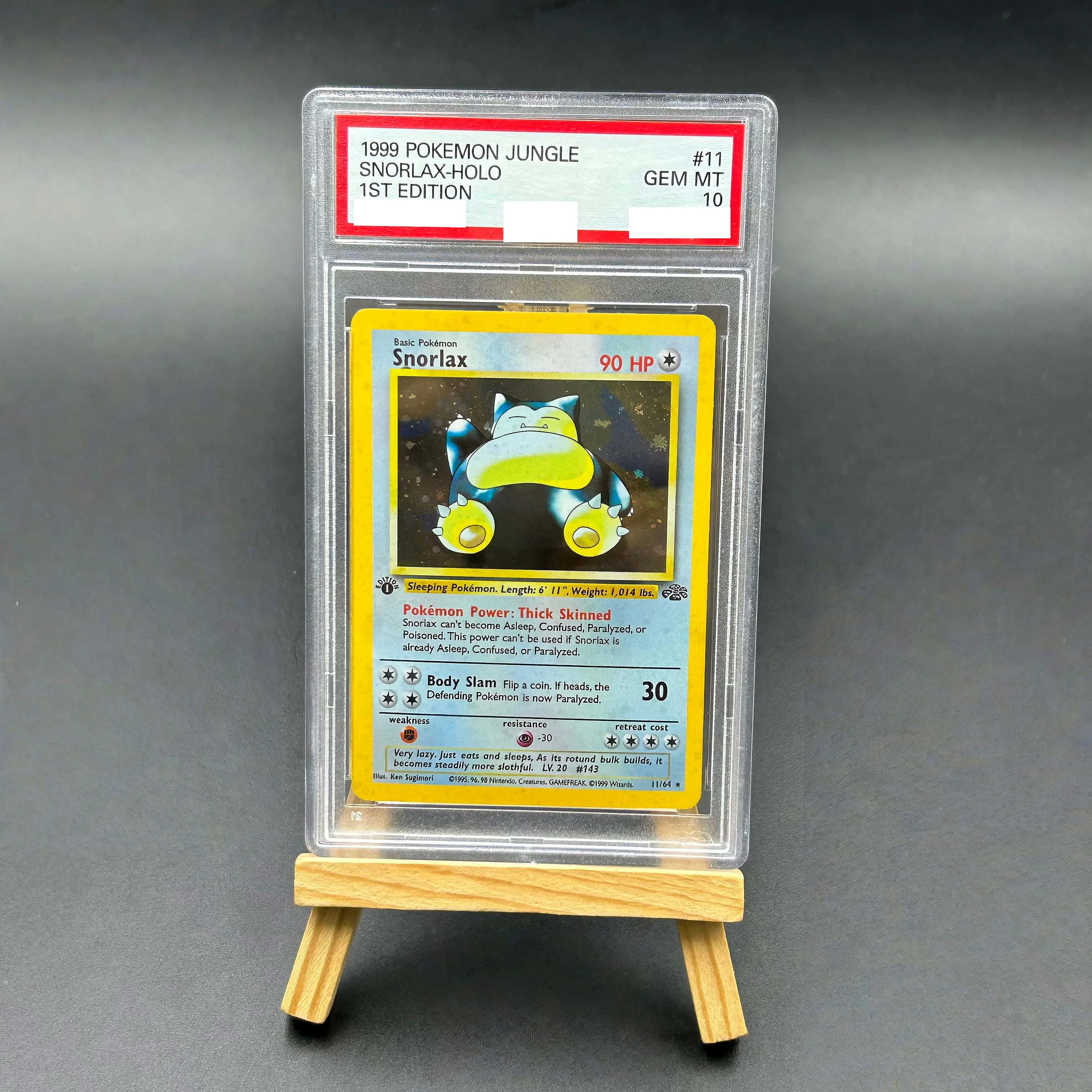

1999 Pokemon Jungle Snorlax Holo Textured Card - 1st Edition Gem Mint 10 Collectible TCG
