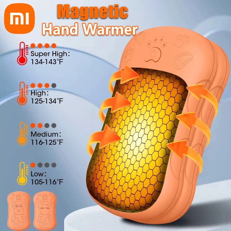 Calentador de manos Xiaomi 2 en 1 de doble cara, calentamiento más largo, calentador de manos magnético fuerte de bolsillo, calentador de manos caliente de bolsillo portátil