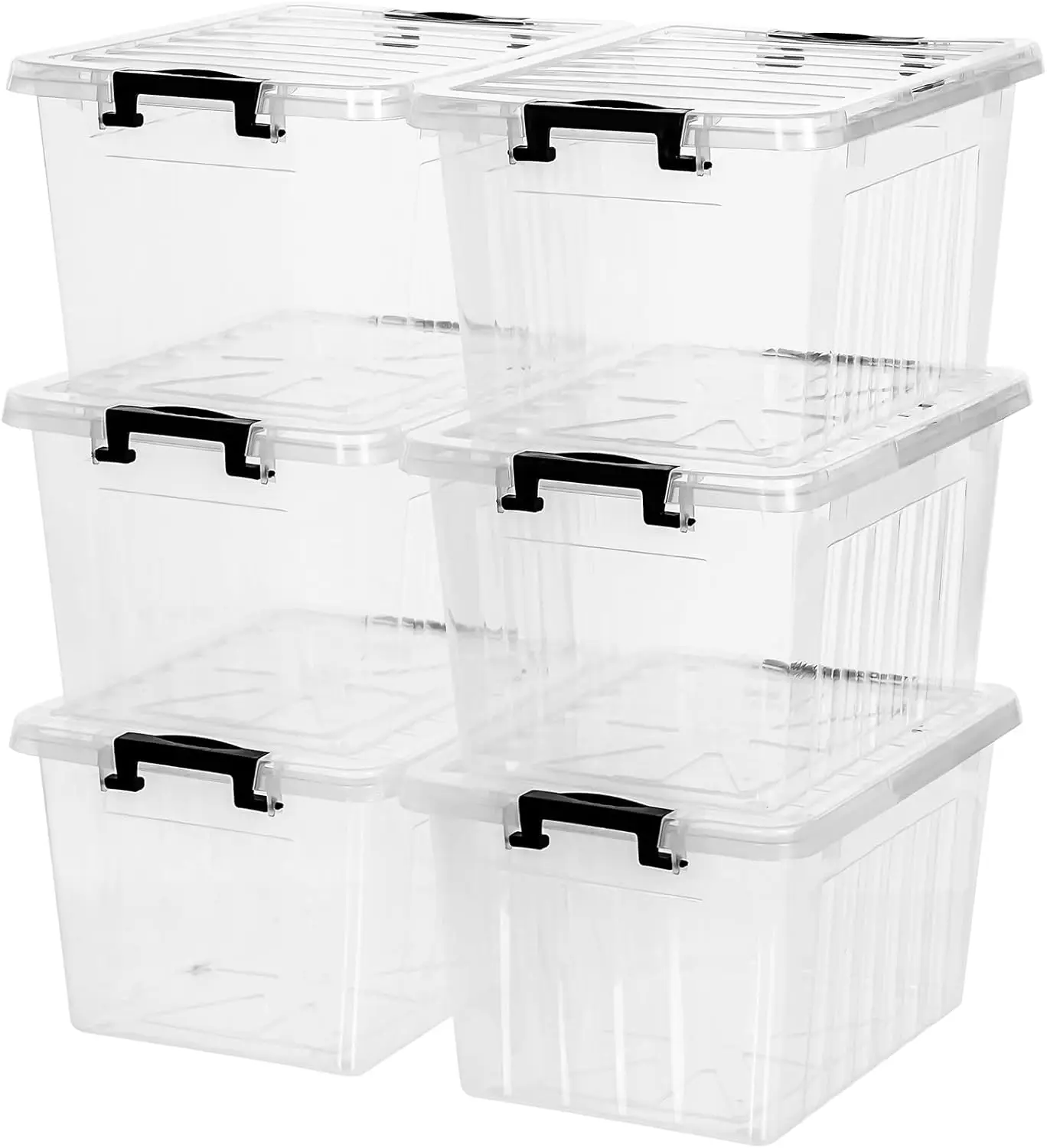 

22 QT Clear Plastic Storage Bins with Lids Stackable and Nestable Storage Boxes with Lids Large Plastic Storage , 6 Packs
