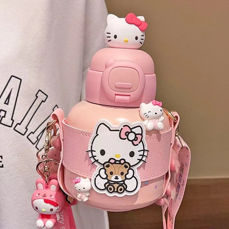 

Sanrio Kuromi Hellokitty детский термос бутылка для школы специальная чашка для горячей воды соломенный женский милый большой чайник для живота портативный