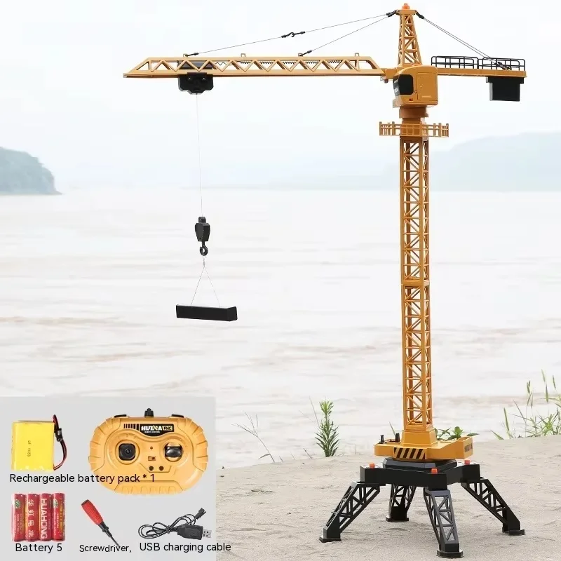 In Stock Huina 1585 Rc Alloy Lifting Crane Toy Electric Remote Control Engineering Car 1:14 Model Tower Crane Cool Boy Xmas Gift