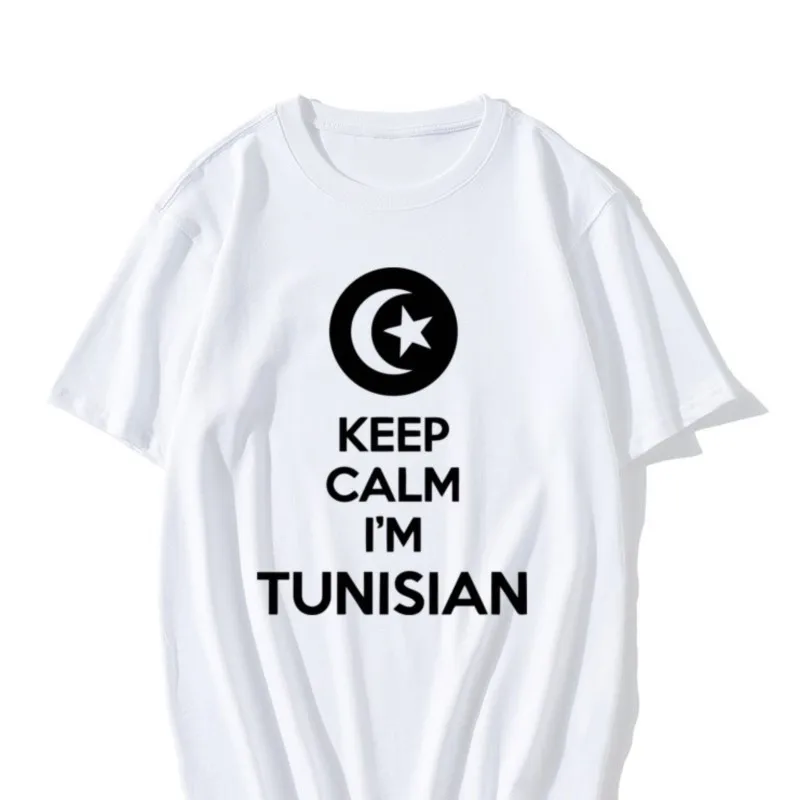 KEEP CALM I AM TUNISIAN TUNISIA FLAG Funny Unisex Graphic Fashion New Cotton Short Sleeve T Shirts O-Neck Harajuku T-shirt